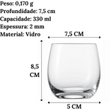 Copo de Vidro Whisky Banquet 330ml - A Gourmet