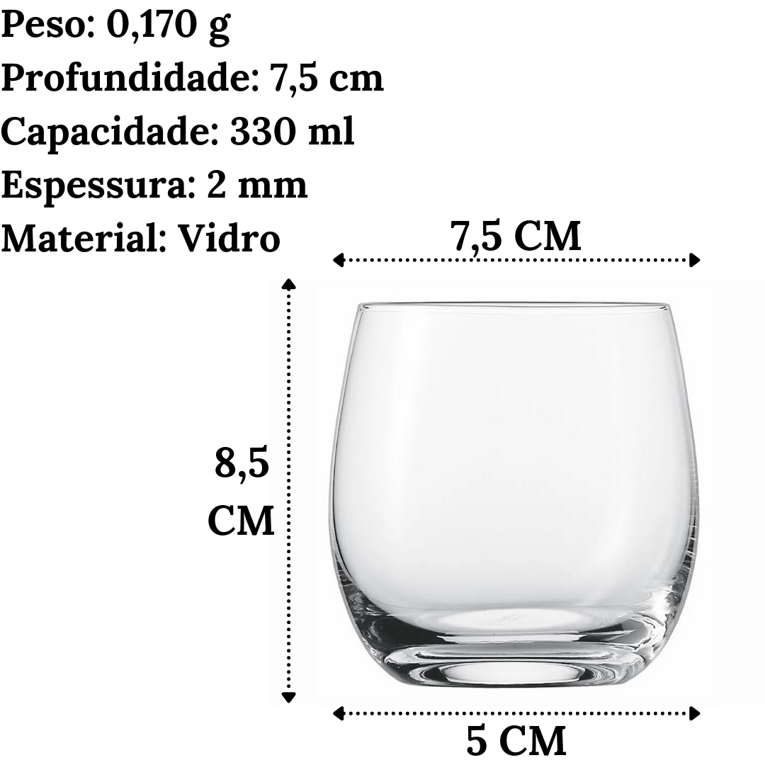 Copo de Vidro Whisky Banquet 330ml - A Gourmet