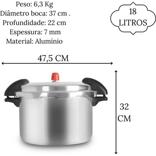 Panela de Pressão Profissional Polida 18L