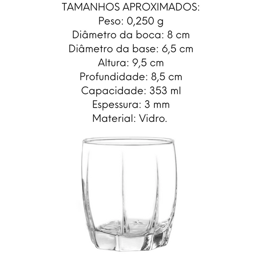 6 Copo de Vidro Amadeu 350ml