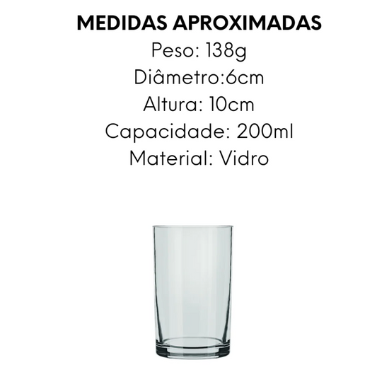 4 Copo de Suco 200ml Vidro