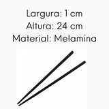 Kit 1 Par Hashi de Melamina Preto Mimo Style