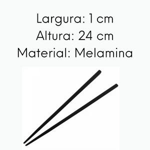 Kit 1 Par Hashi de Melamina Preto Mimo Style