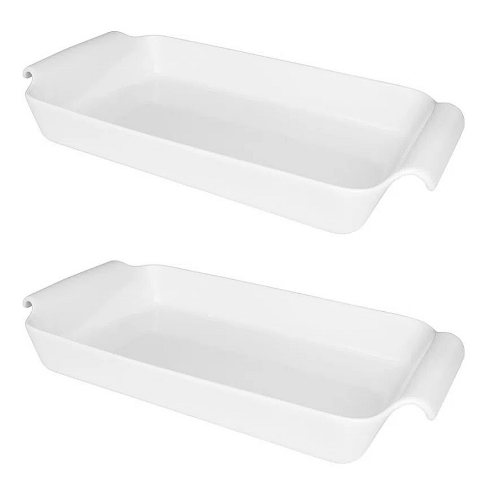 Travessa Refratario Rasa 1,5L Branca C/ Alça Oxford