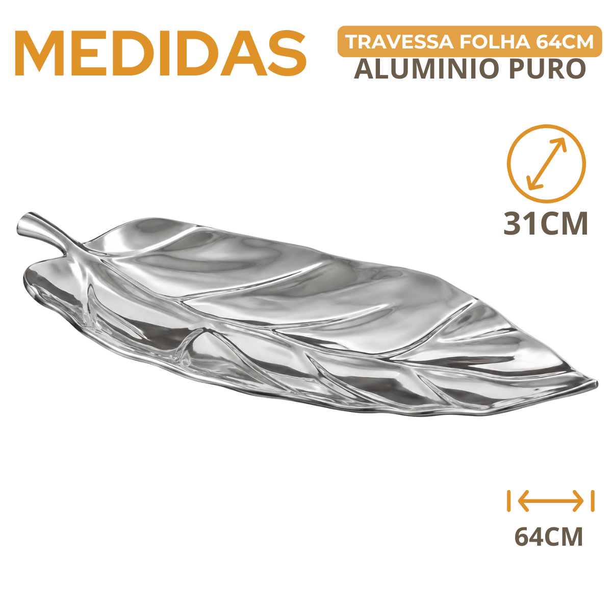 Travessa Folha Siena Alumínio Fundido 64,5cm