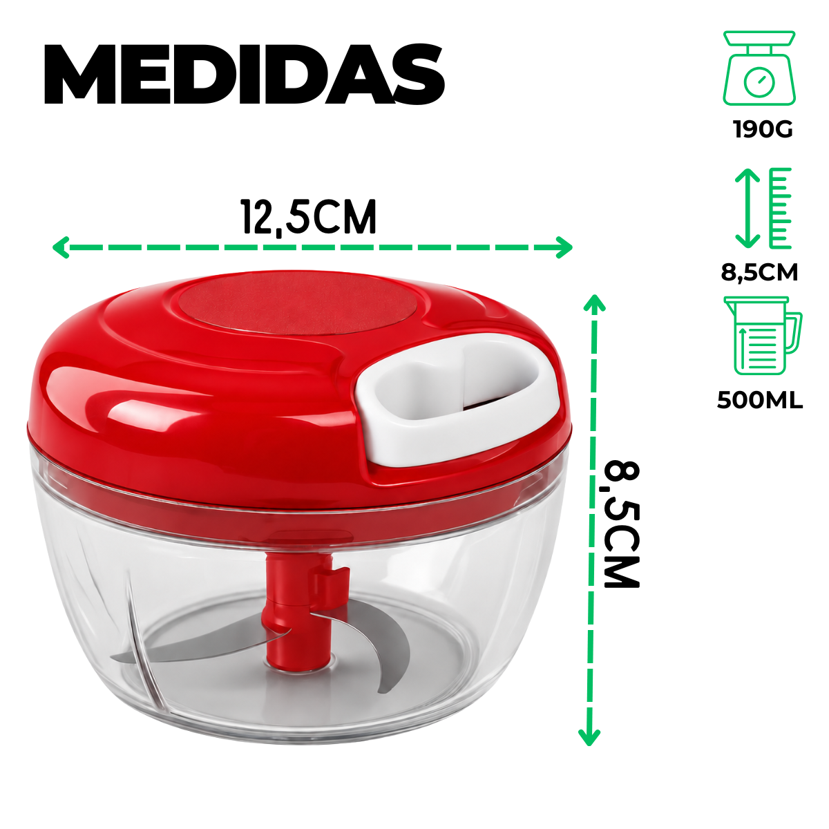Processador de Alimentos 500ml Vermelho
