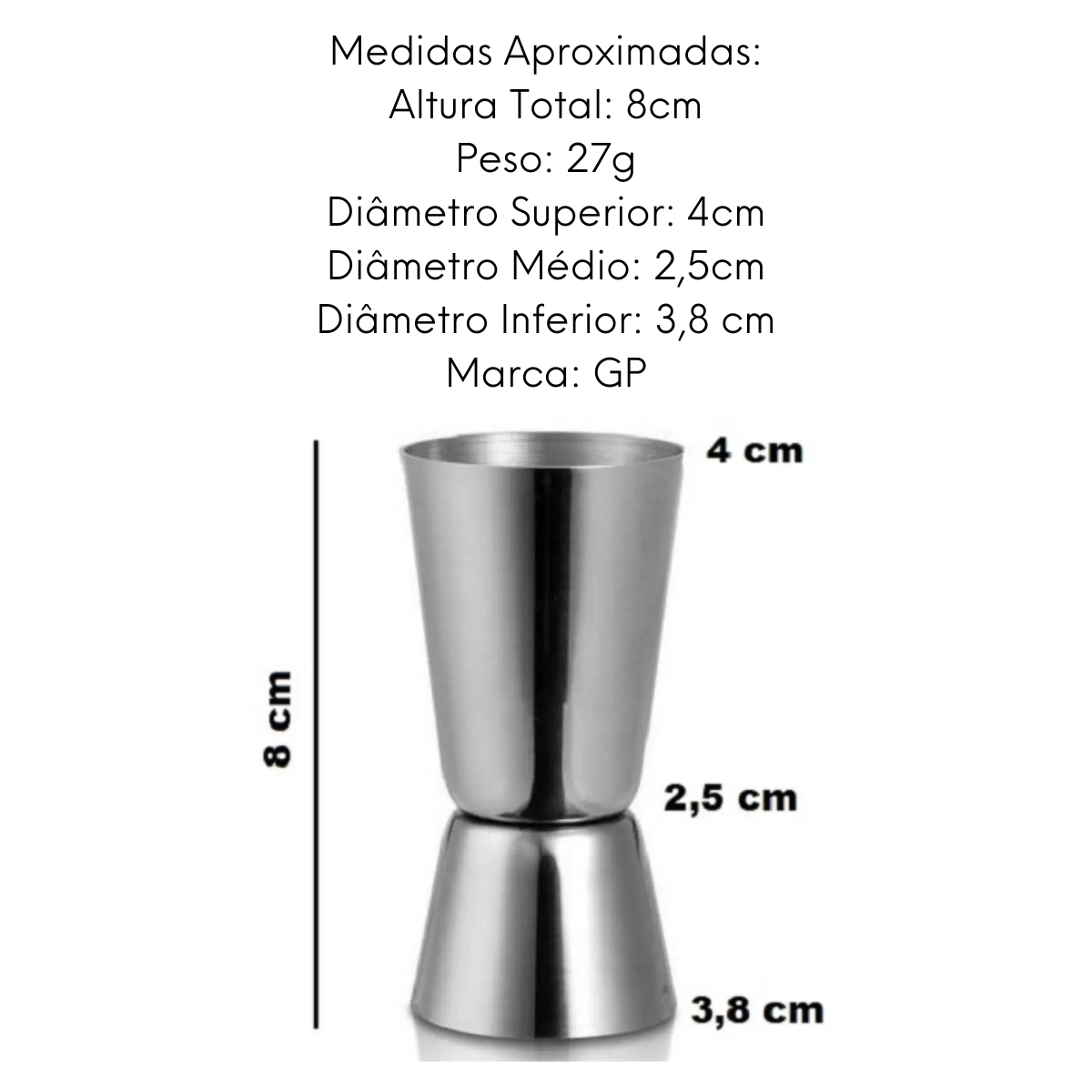Dosador de Drinks 20ml e 50ml Aço Inox GP
