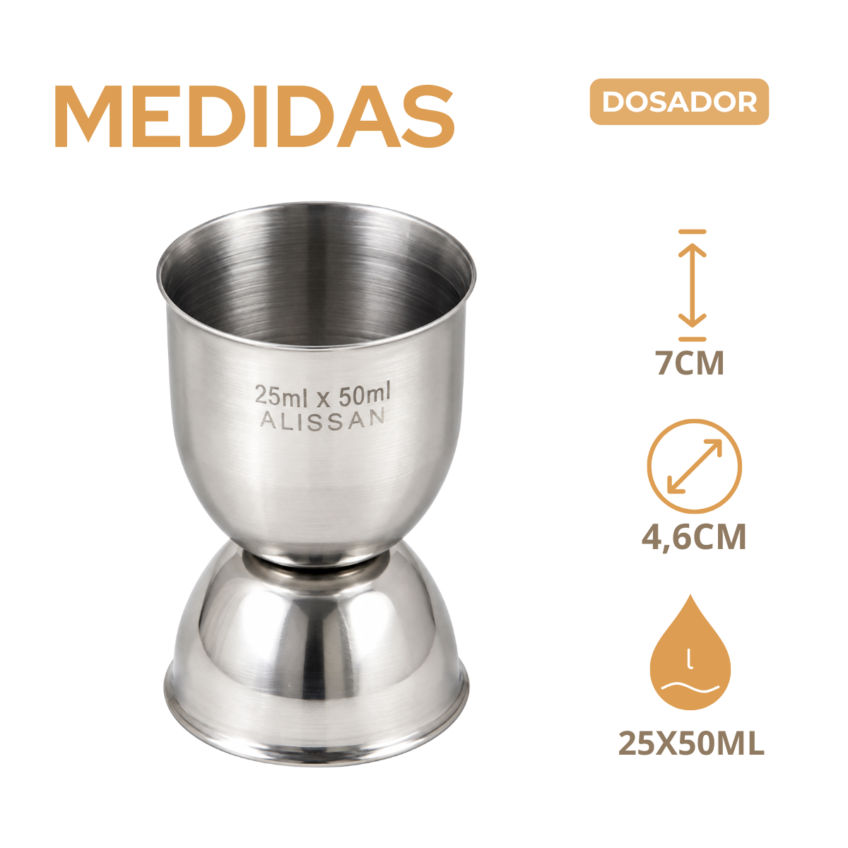 Dosador de Bebidas 25x50ml Aço Inox