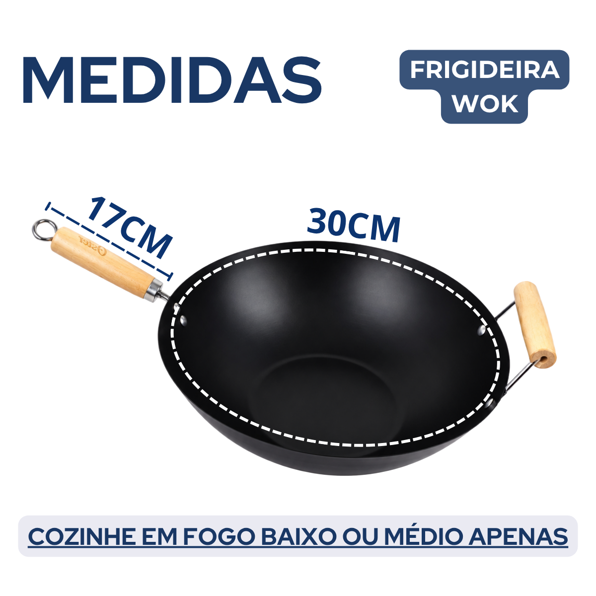 Frigideira Preta Wok 7 Litros