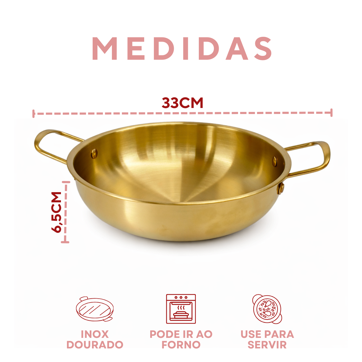Panela Pergaminho Dourado Servir