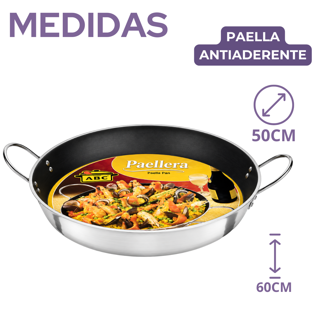 Paellera Antiaderente Hotel N50 em Alumínio 50cm 10L