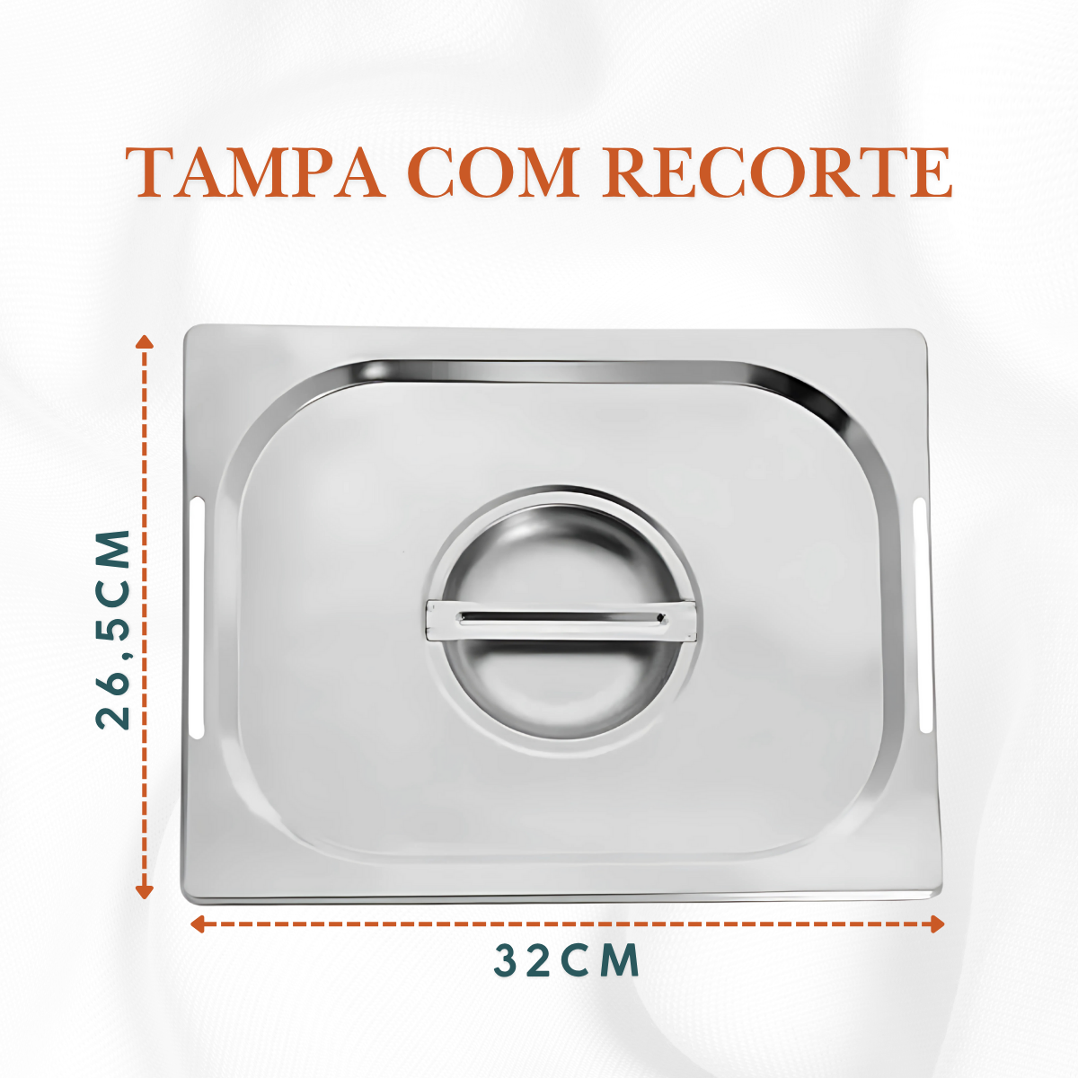 Tampa 1/2 Inox com Recorte para Cuba - A Gourmet