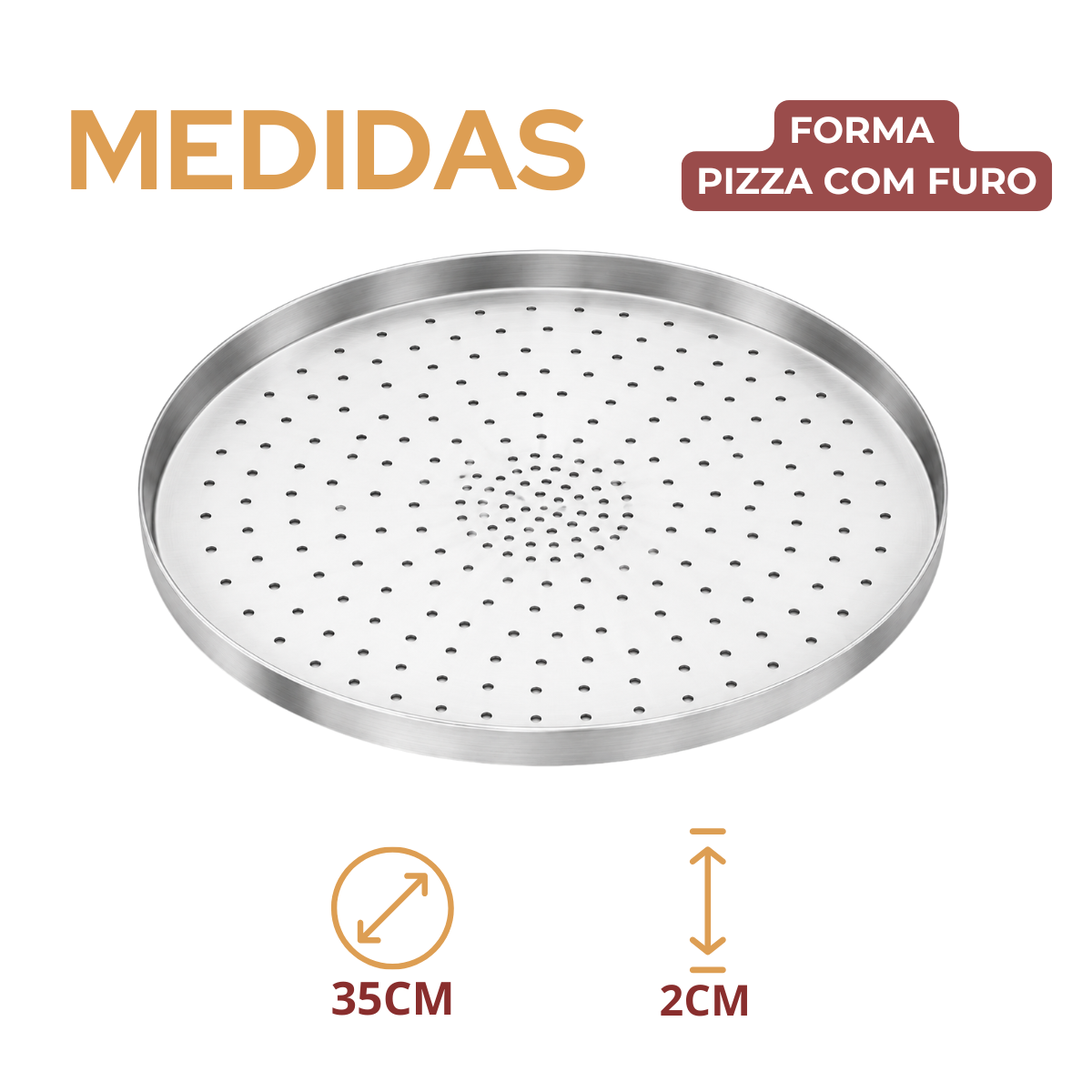 Forma de Pizza com Furos Hotel N35 em Alumínio 35cm