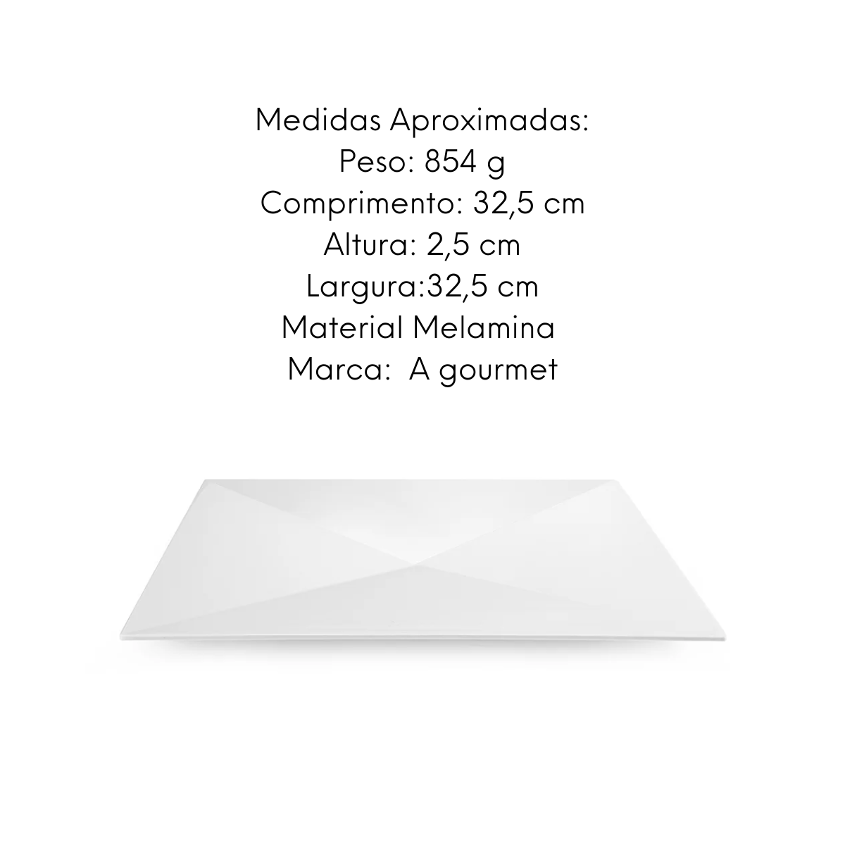 Prato Quadrado Melamina 32,5 cm Gourmet Mix