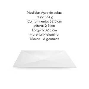 Prato Quadrado Melamina 32,5 cm Gourmet Mix
