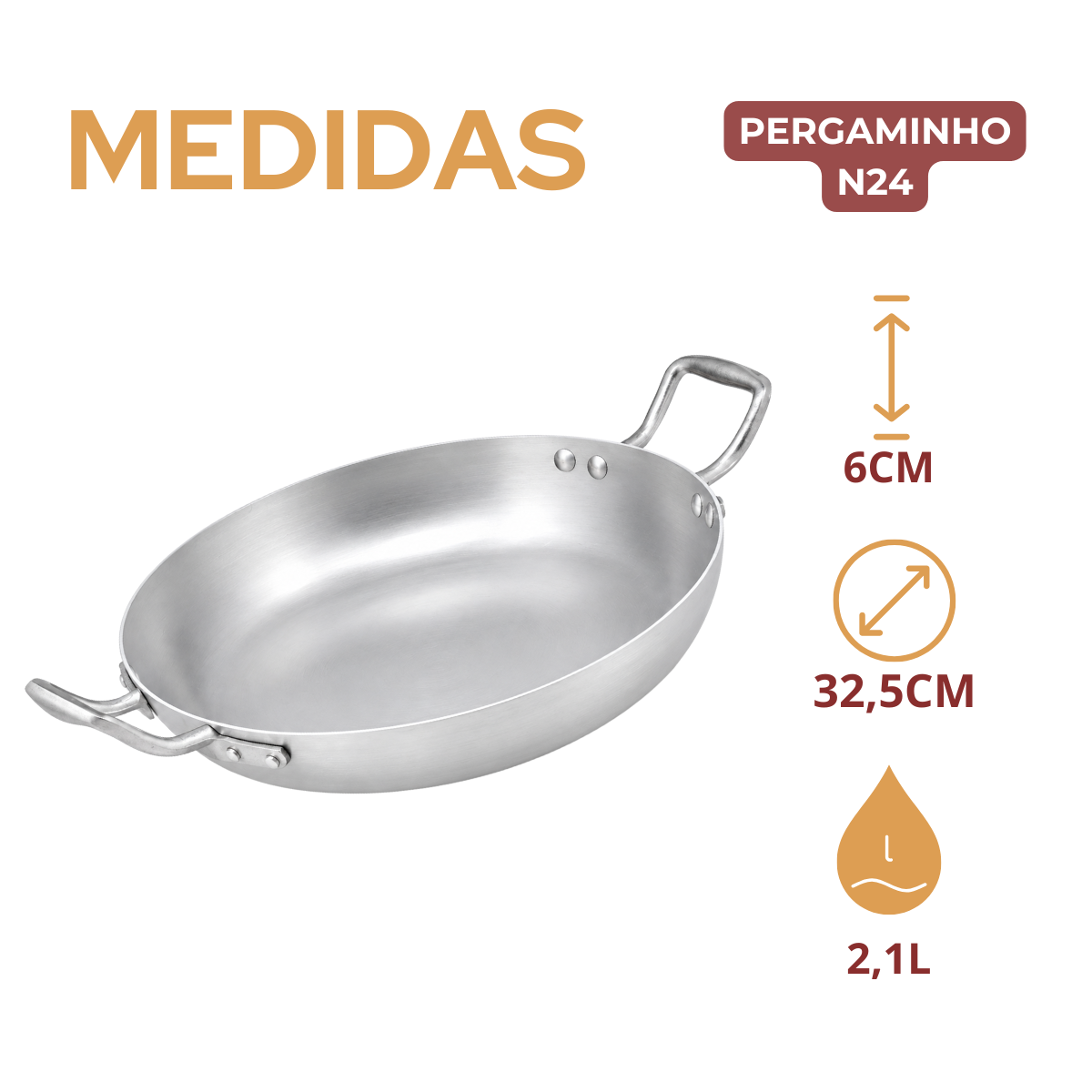 Pergaminho Hotel com Asa N24 em Alumínio 24cm 2,1L