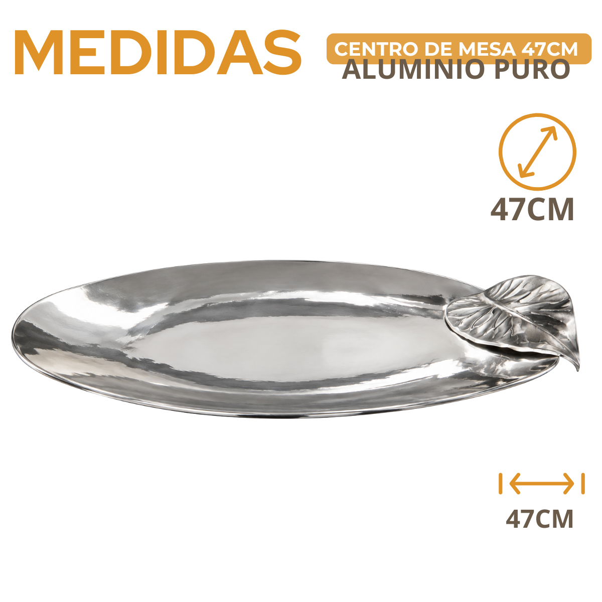 Centro de Mesa Bertuzzo em Alumínio Fundido Polido 49,2cm