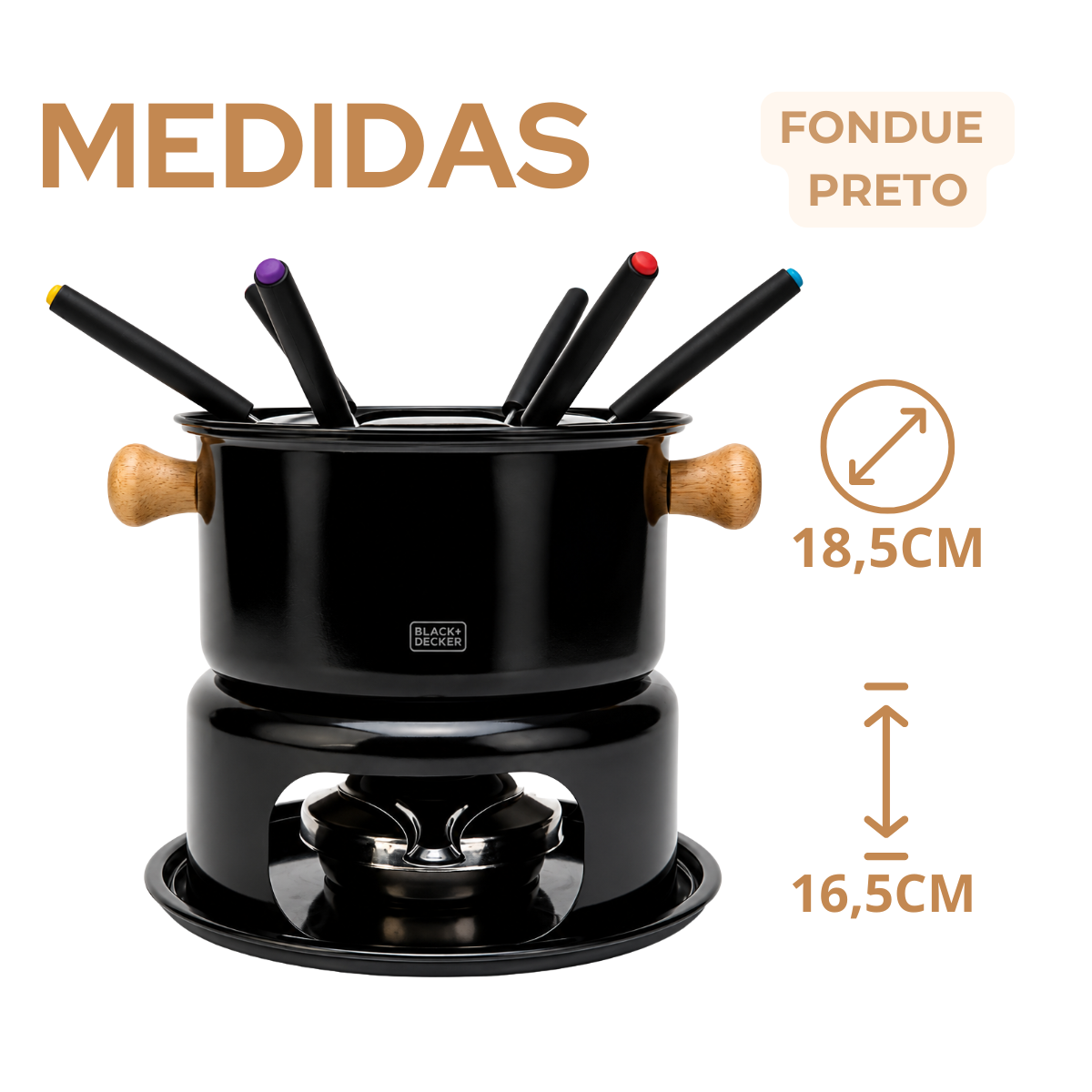 Conjunto Fondue Preto 10peças
