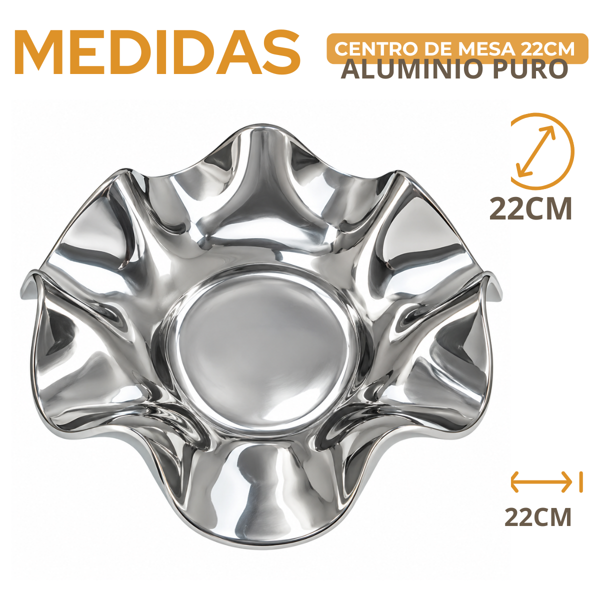 Centro de Mesa Fruteira Alumínio Polido 22cm Fregnani