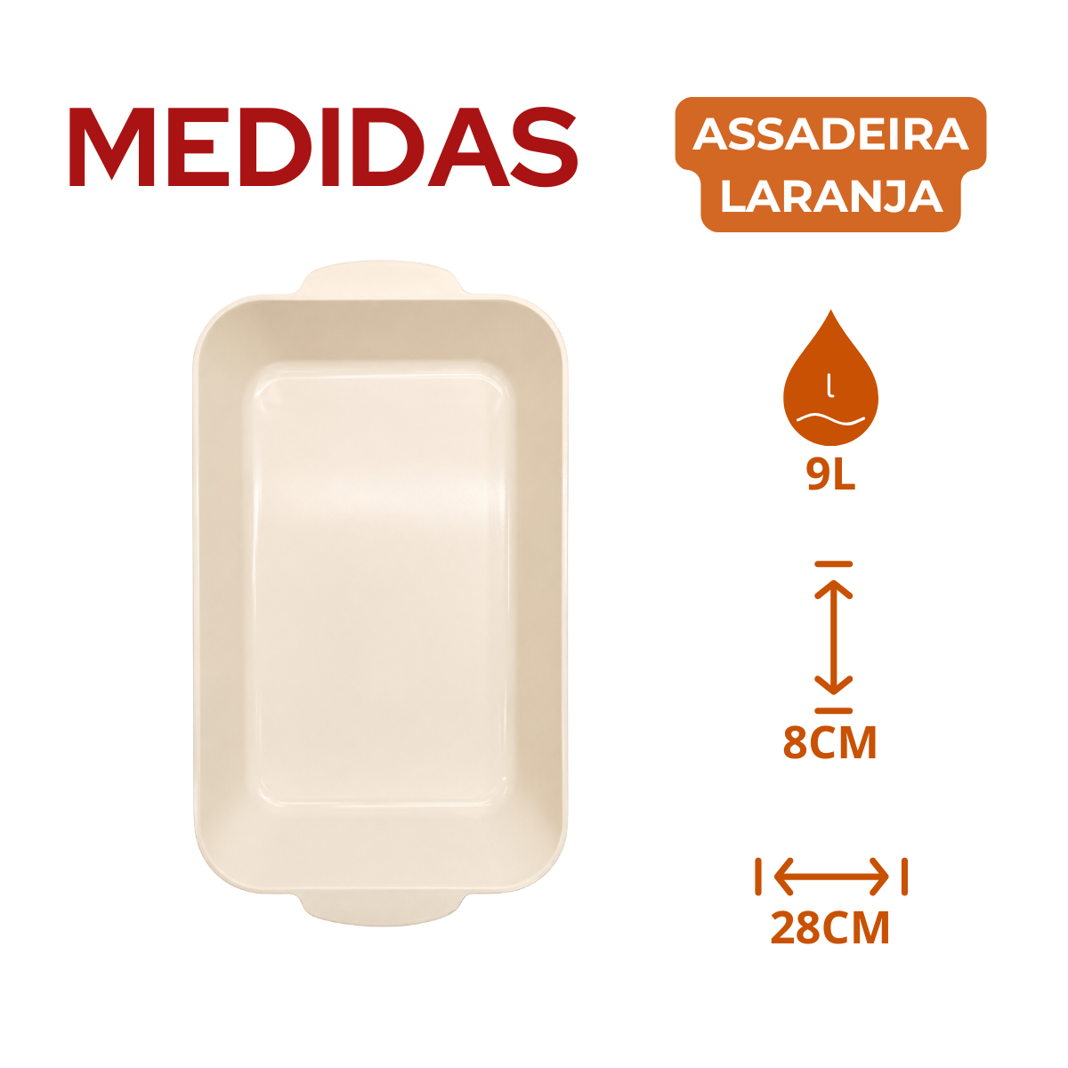 Assadeira Retangular Laranja