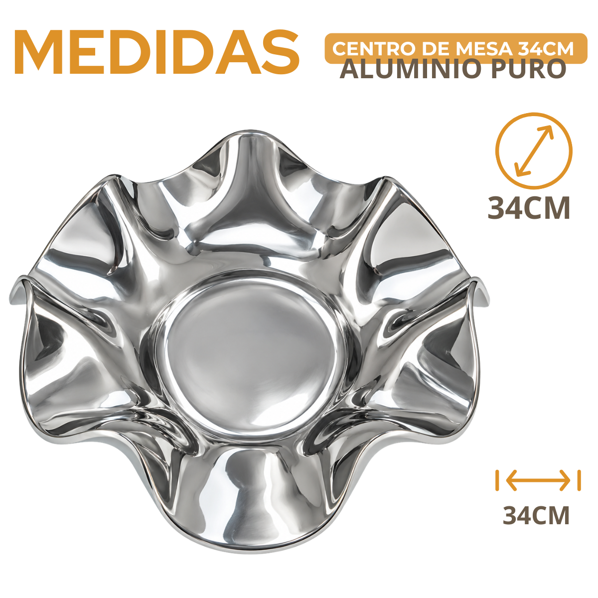 Centro de Mesa Fruteira Alumínio Polido 34cm Fregnani