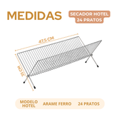 Secador Cromado de Pratos Hotel 24 Pratos 47,5cm