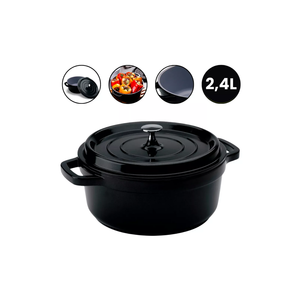 Caçarola Preta Redonda de Cerâmica 2,4L Hercules
