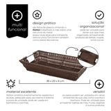 Cesto Retangular Vime Escuro 36cm Mimo Style