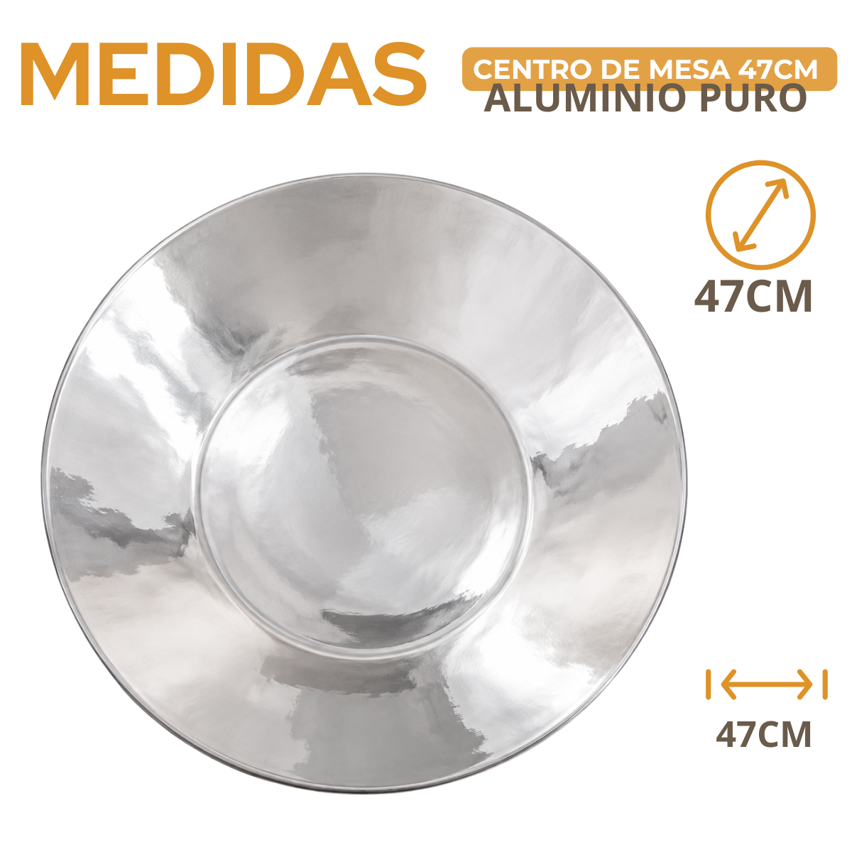 Centro de Mesa Decorativo Catânia 47cm em Alumínio Fundido Polido