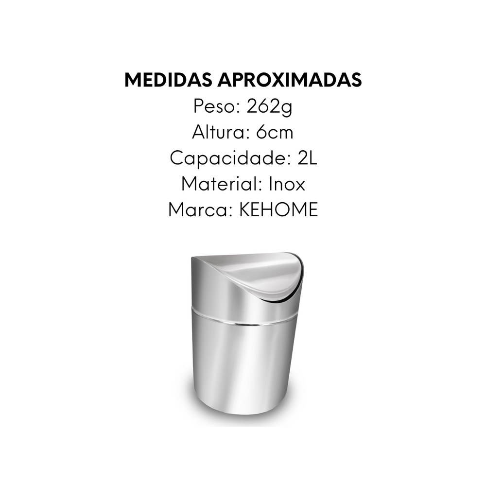 Lixeira de Pia em 2L Aço Inox KeHome