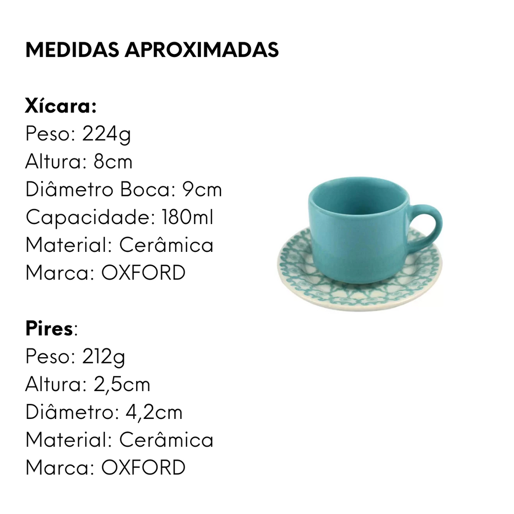 Xicara Chá Com Pires 200ml Mandala - A Gourmet