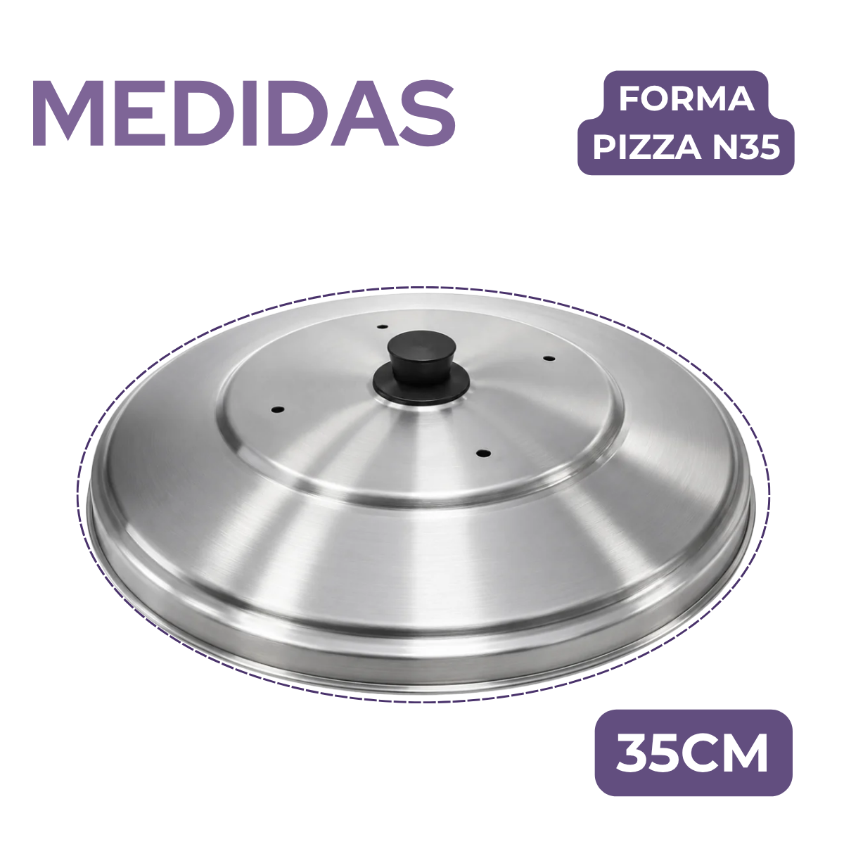 Tampa para Forma de Pizza N35 em Alumínio 35,7cm