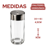 Paliteiro de Vidro Com Tampa de Aço Inox