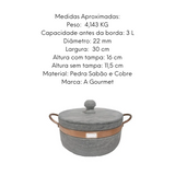 Panela De Pedra Sabão 3L Tampa de Pedra Val Pedra Sabão