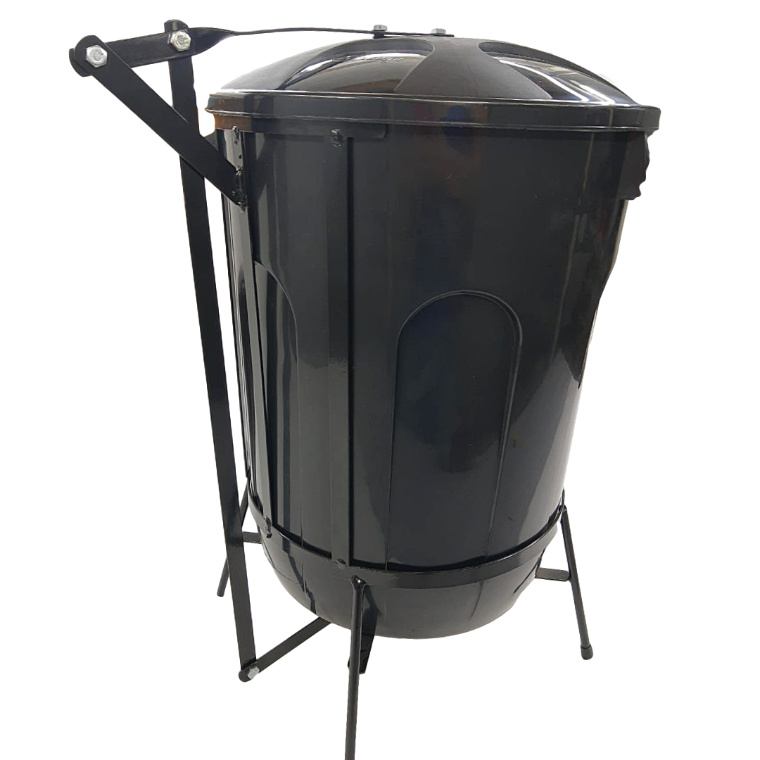 Lixeira Cesto Fechado 93L C/ Armação Pedal Ferro - A Gourmet