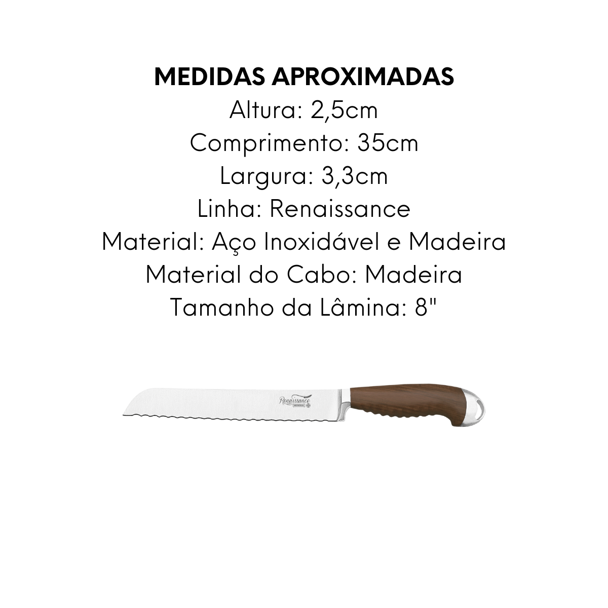 Faca Para Pão 8° Renaissance Mundial Hercules