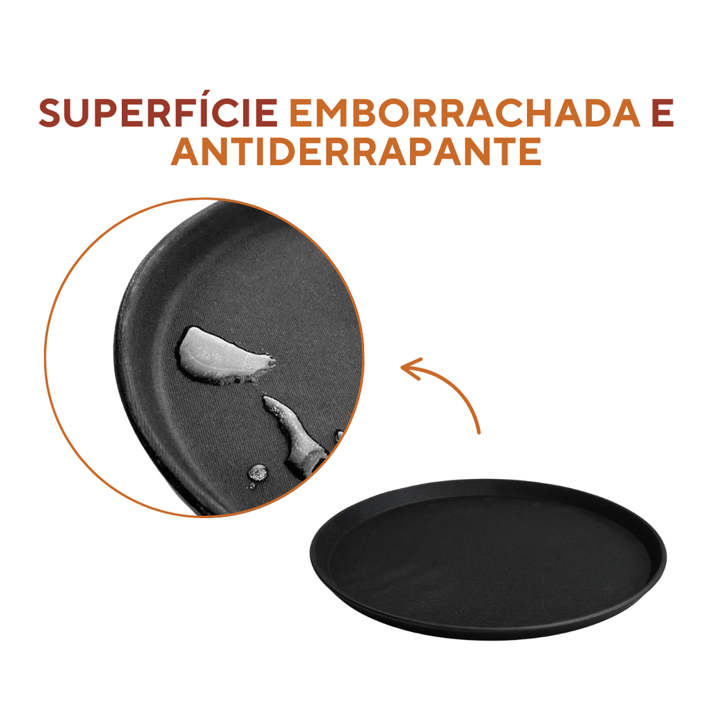 Bandeja Garçom Servir Redonda Antiderrapante