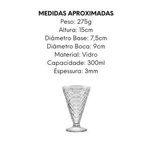 Taça de Vidro Sorvete Cascão 300ml A Gourmet