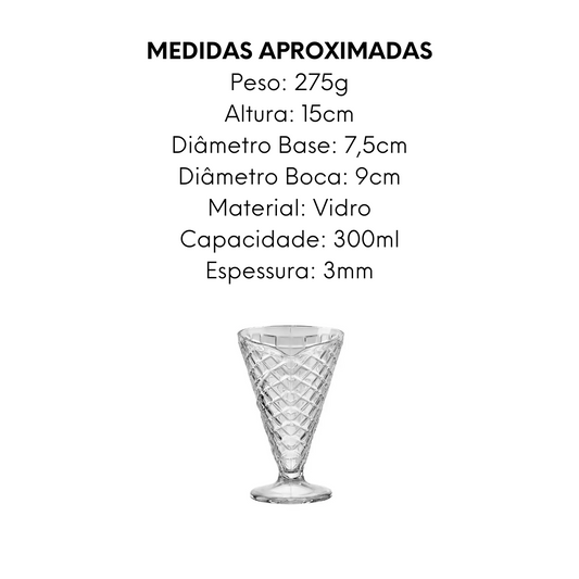 Taça de Vidro Sorvete Cascão 300ml