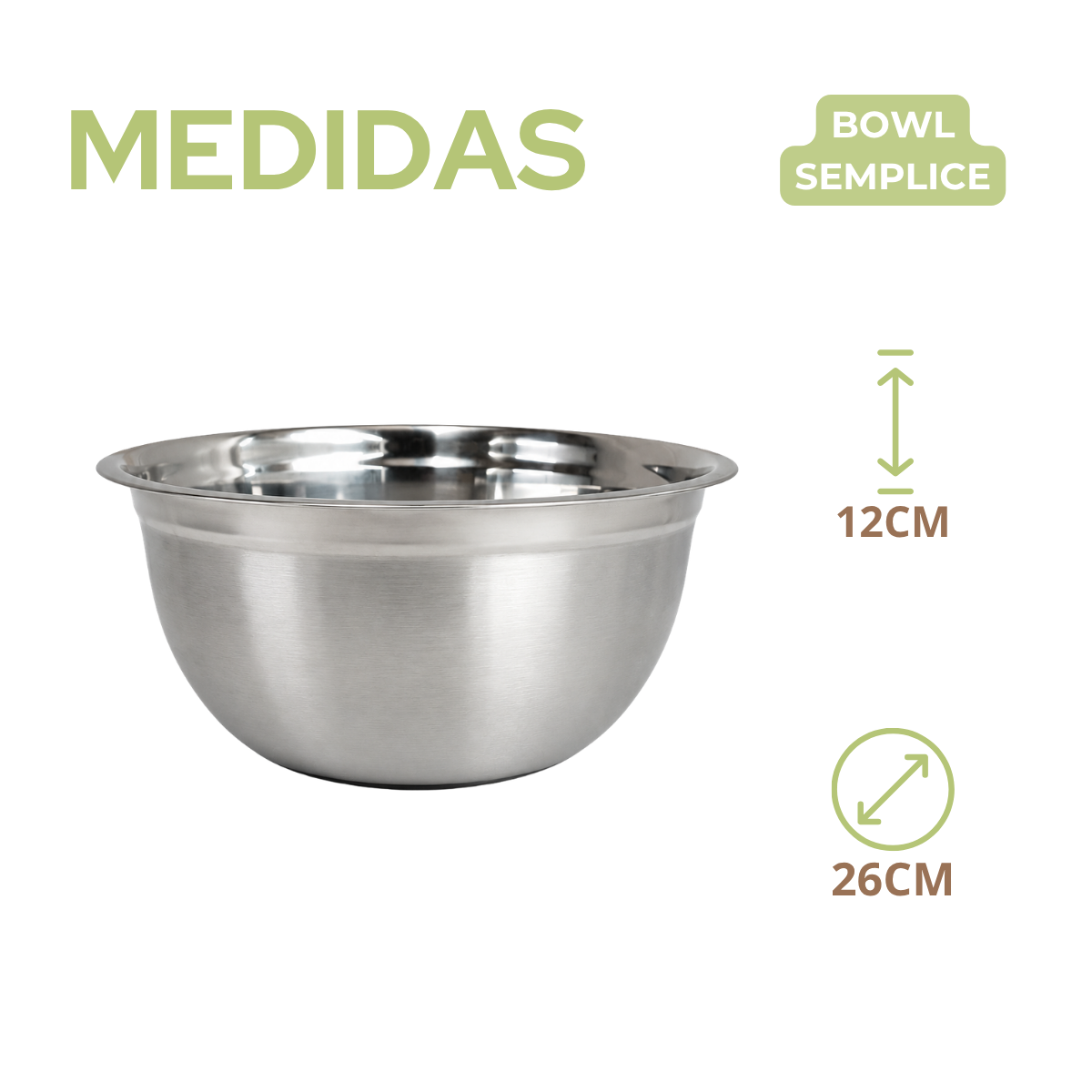 Tigela Bowl Semplice 26cm Aço Inox