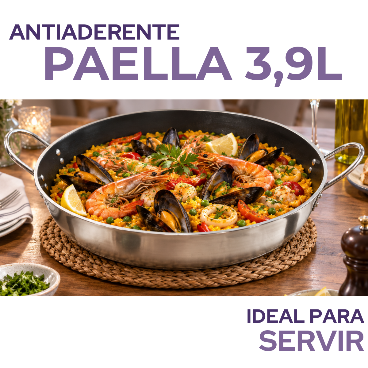 Paellera Antiaderente Hotel N32 em Alumínio 32cm 4L