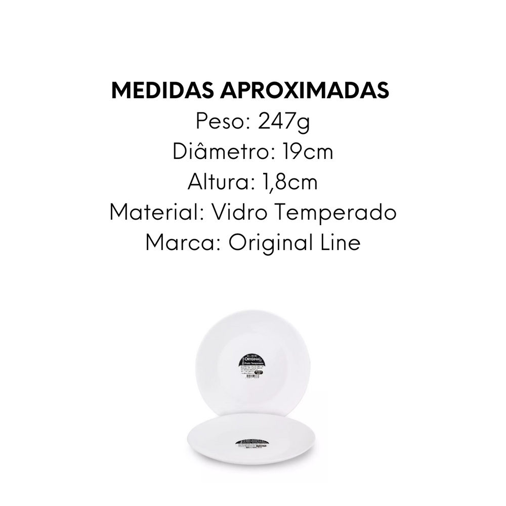 Prato Sobremesa Premium de Vidro Temperado Original