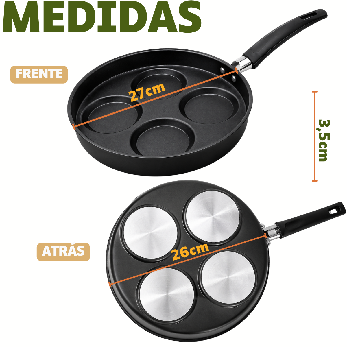 Frigideira 4 Ovos Antiaderente Preta N26 Profissional