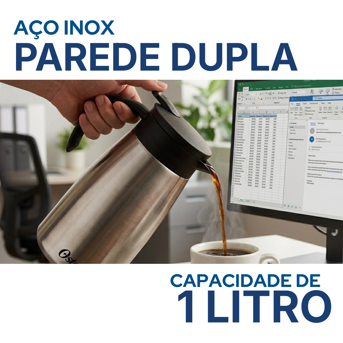 Garrafa Térmica Aço Inox 1 Litro