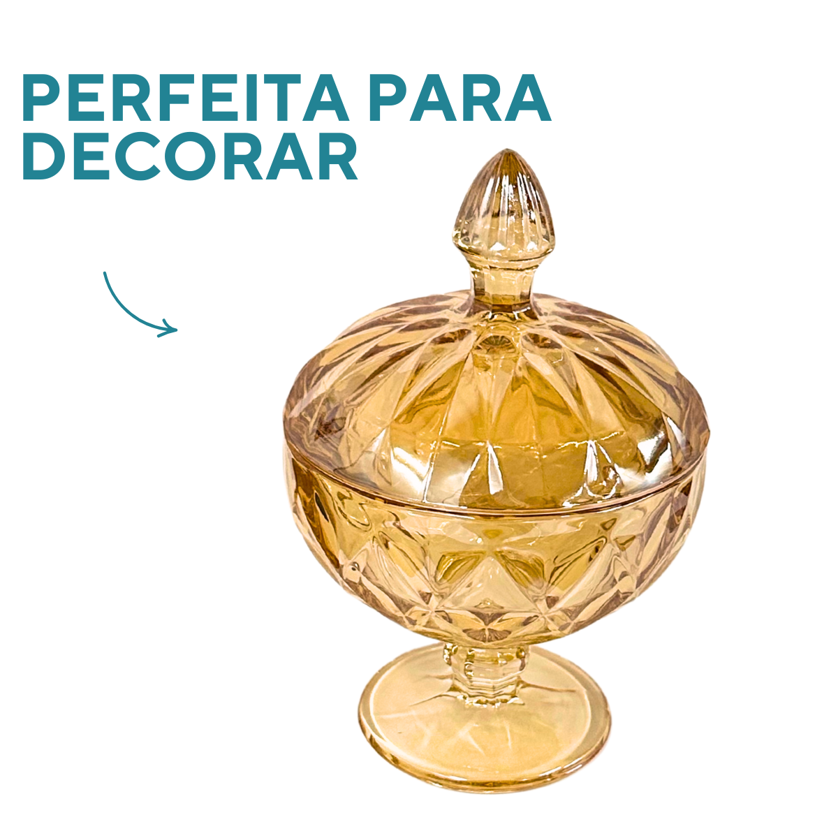 Potiche bomboniere ambar vidro diamond