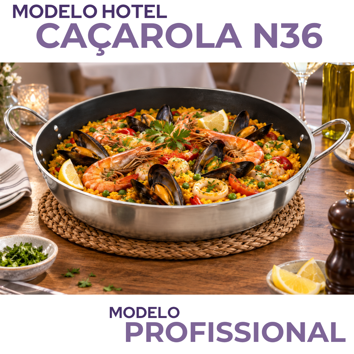 Paellera Antiaderente Hotel N50 em Alumínio 50cm 10L
