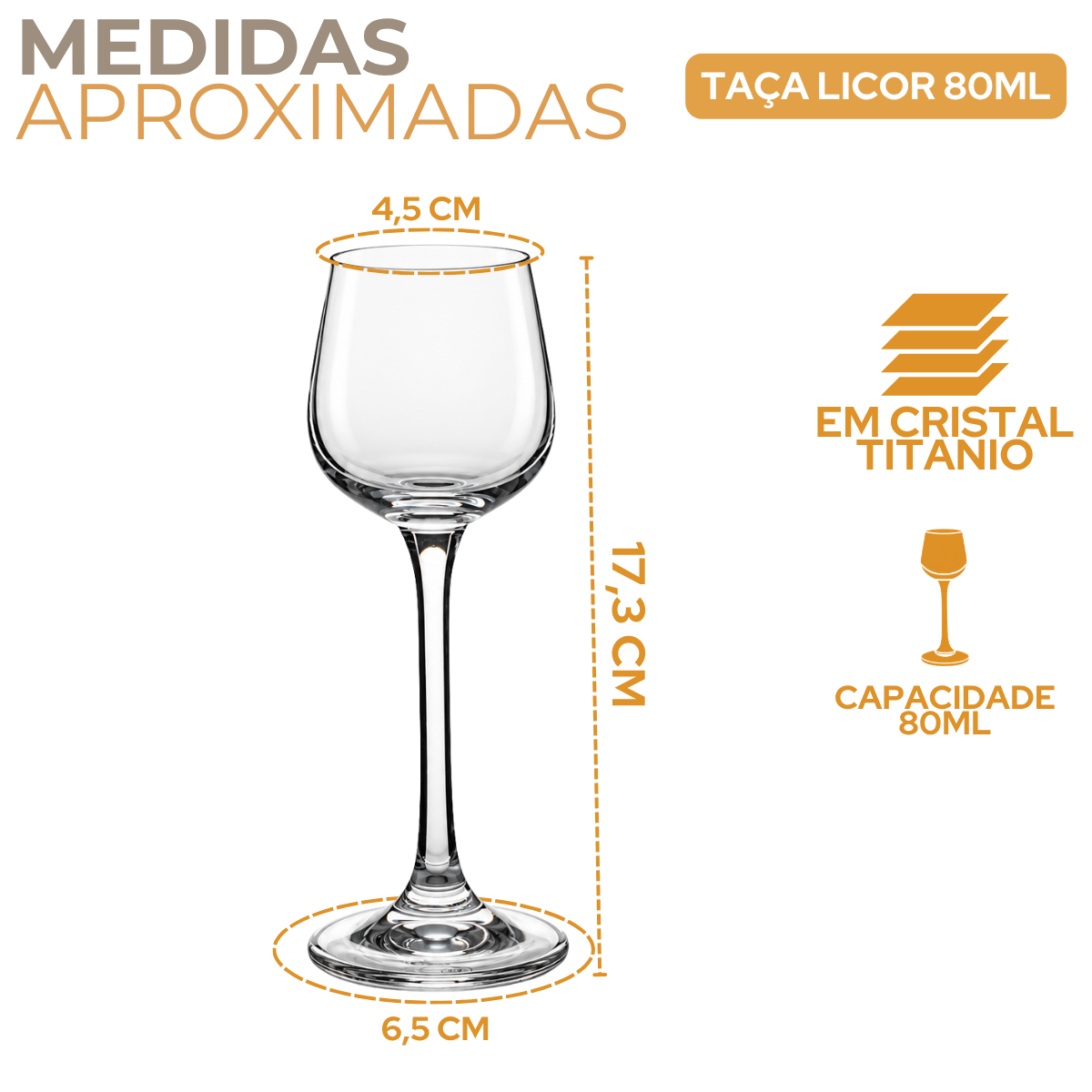 Taça Licor Cristal Titânio 80ml