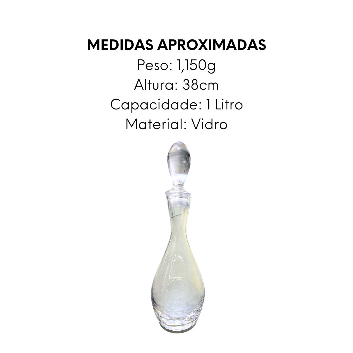 Decanter de Vinho 1L de Vidro A Gourmet