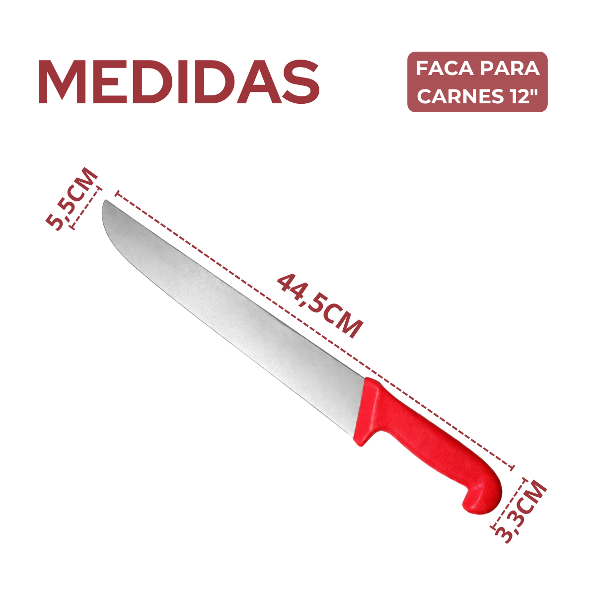Faca Carne 12° Cabo Vermelho