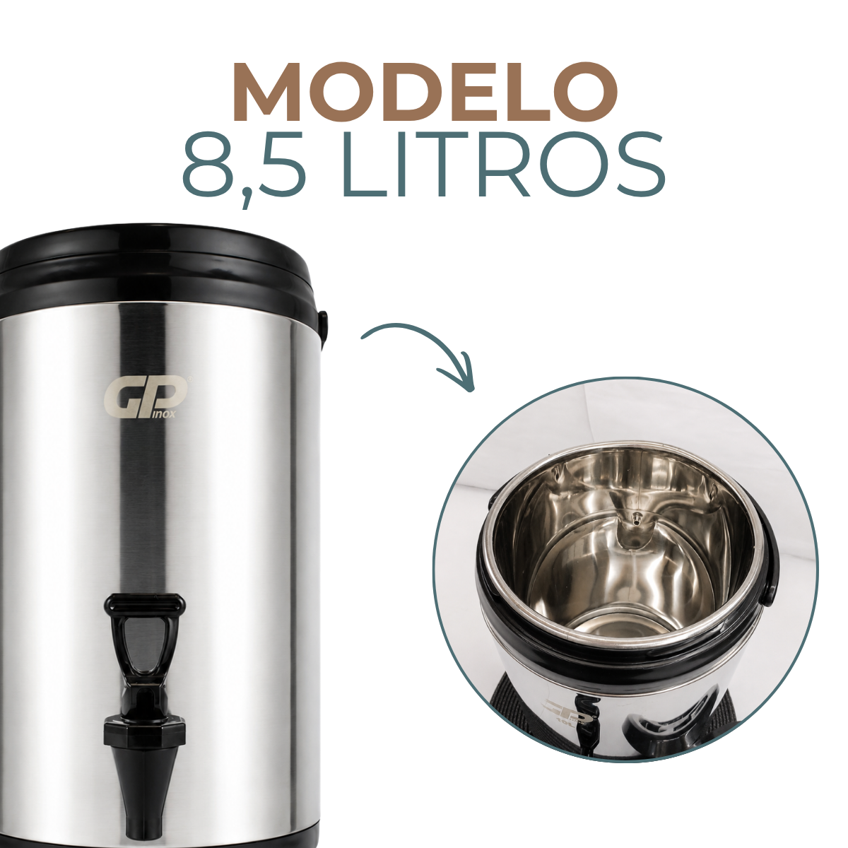Botijão Térmico 8,5 Litros Inox